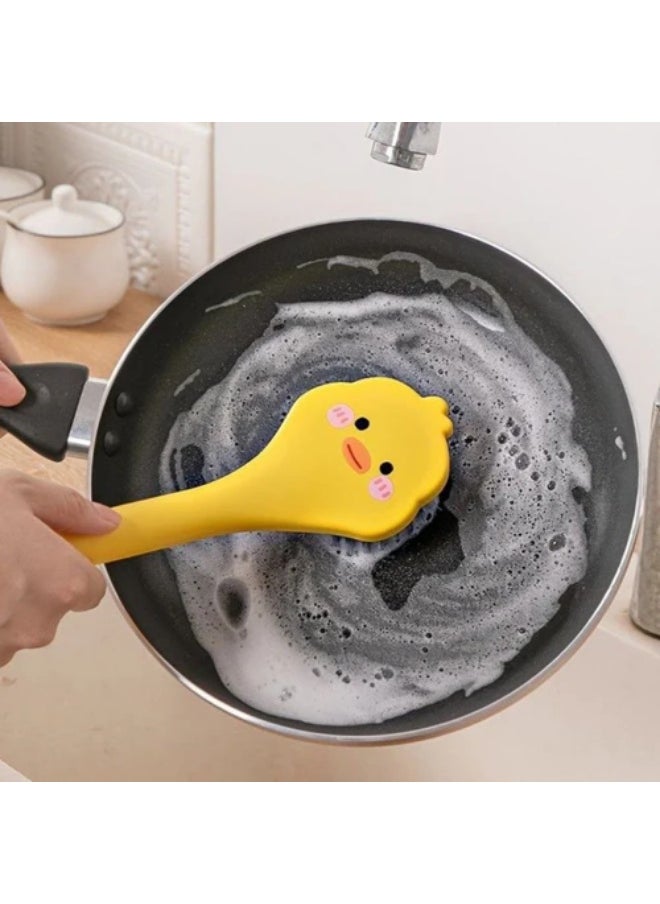 Generic Cute Duck Shaped Dish Brush - Long Handle Dish Brush in the Shape of a Small Yellow Duck for Cleaning - Cleaning Brush - Kitchen Brush Set for Pots, Pans, Dishes, Stoves, Sinks, Sink - Long Handle Cleaning Brush  - Image 1