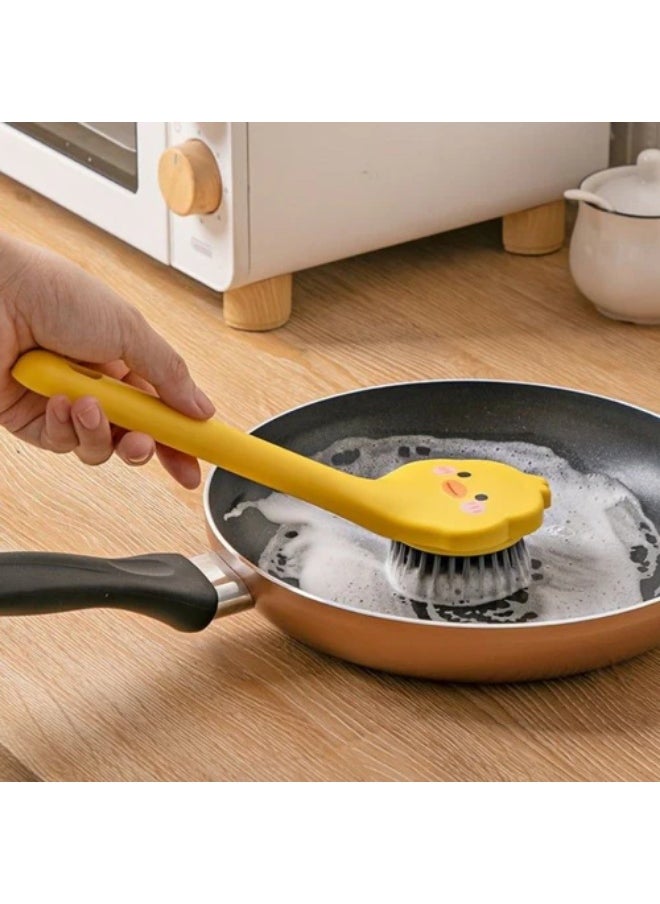 Generic Cute Duck Shaped Dish Brush - Long Handle Dish Brush in the Shape of a Small Yellow Duck for Cleaning - Cleaning Brush - Kitchen Brush Set for Pots, Pans, Dishes, Stoves, Sinks, Sink - Long Handle Cleaning Brush  - Image 2