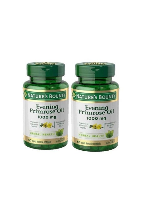 Nature's Bounty Evening Primrose Oil, 1000mg, 120 Softgels (2 X 60 Count Bottles), 120 Count ()