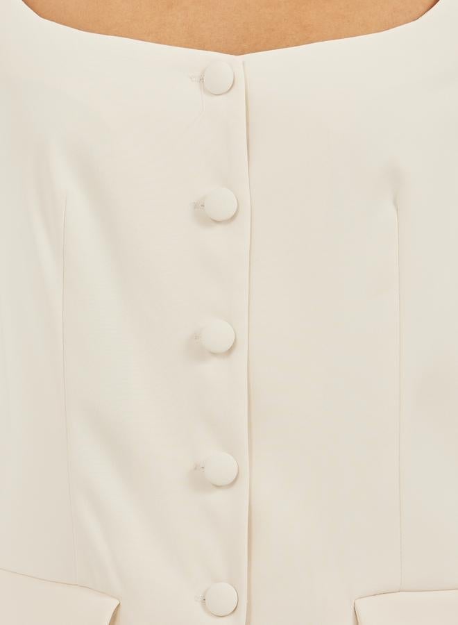 Styli Plain Square Neck Tailored Top With Pocket Detail - Image 3