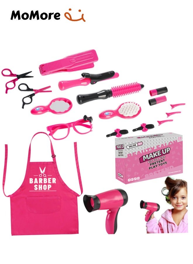 Momore Girls Beauty Salon Set, Hair Stylist Set, Pretend Play Hair Cutting Kit, with Toy Hair Dryer, Curling Iron, Children's Hair Salon Tools - Image 1