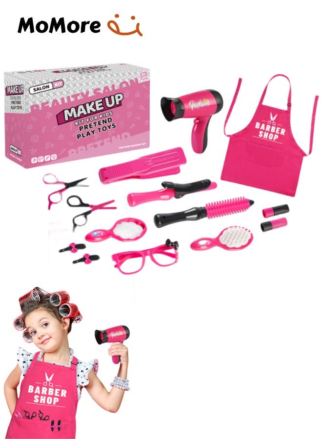 Momore Girls Beauty Salon Set, Hair Stylist Set, Pretend Play Hair Cutting Kit, with Toy Hair Dryer, Curling Iron, Children's Hair Salon Tools - Image 5