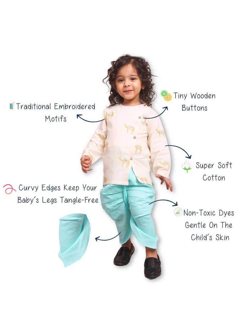 بولكاتوتس بلوزة أنجراكا مطرزة باللون الجمل بأكمام طويلة من Polka Tots مع دوتي - كريمي (4 سنوات - 5 سنوات)  - Image 5