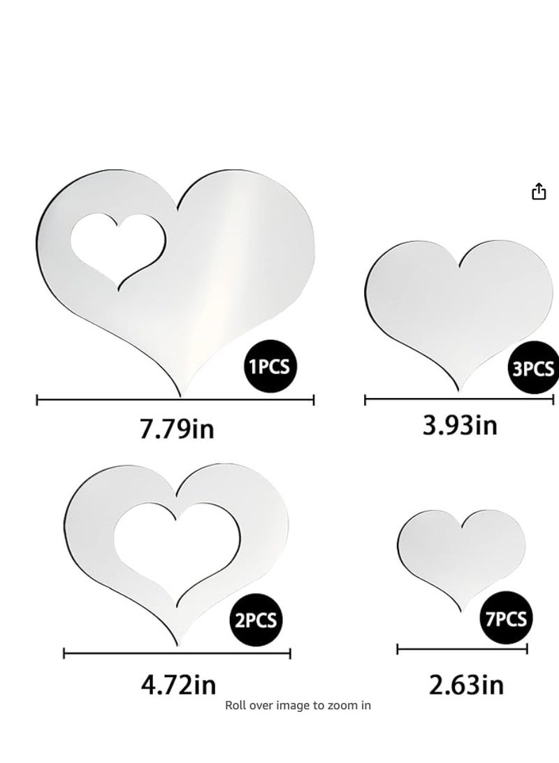 DIY Bands Dae meyen Heart Shape Mirror Wall Decal, 3D Acrylic Heart Mirrors Wall Decor, Removable Heart Art Wall Sticker For Living Room Bedroom, Home Decoration Large  - Image 2