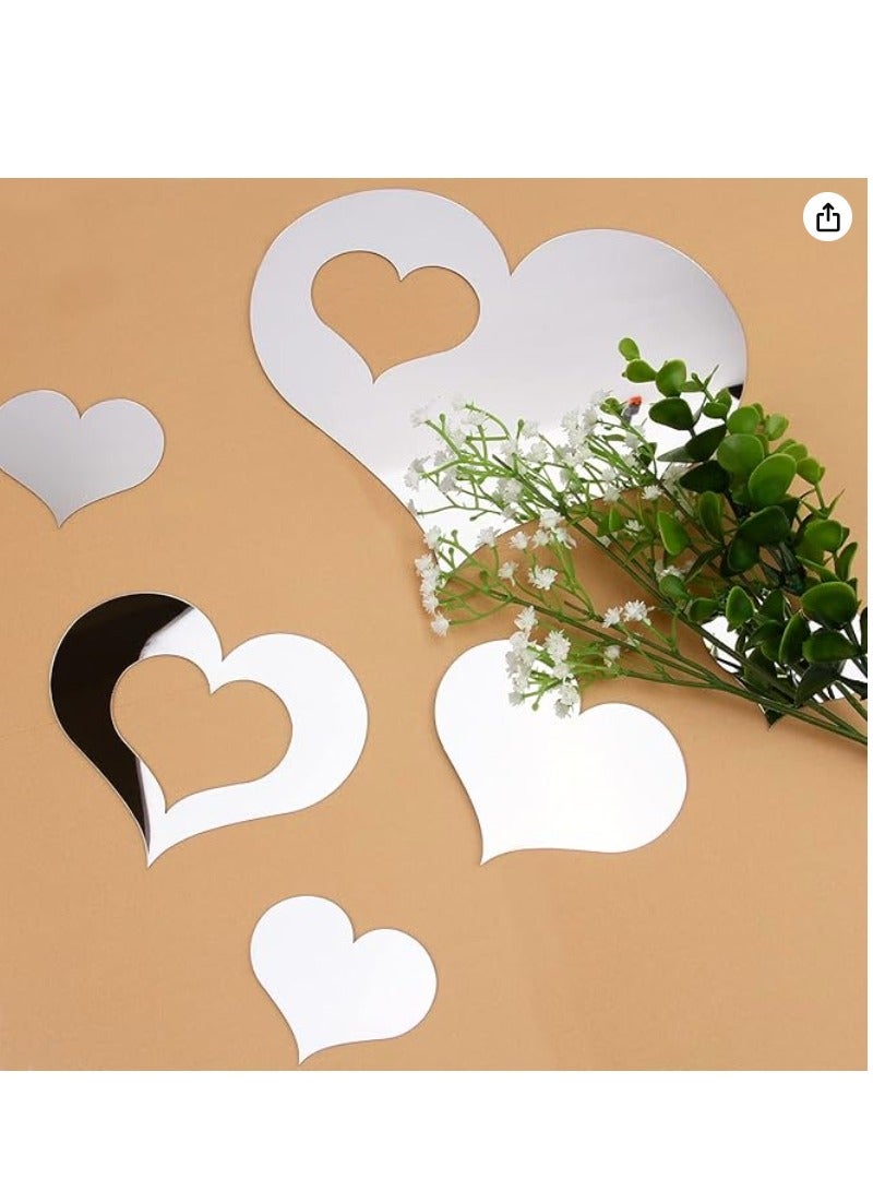 DIY Bands Dae meyen Heart Shape Mirror Wall Decal, 3D Acrylic Heart Mirrors Wall Decor, Removable Heart Art Wall Sticker For Living Room Bedroom, Home Decoration Large  - Image 4