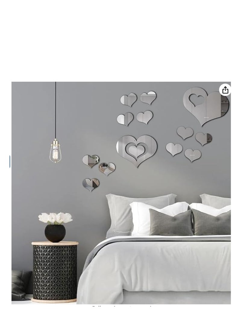 DIY Bands Dae meyen Heart Shape Mirror Wall Decal, 3D Acrylic Heart Mirrors Wall Decor, Removable Heart Art Wall Sticker For Living Room Bedroom, Home Decoration Large  - Image 5