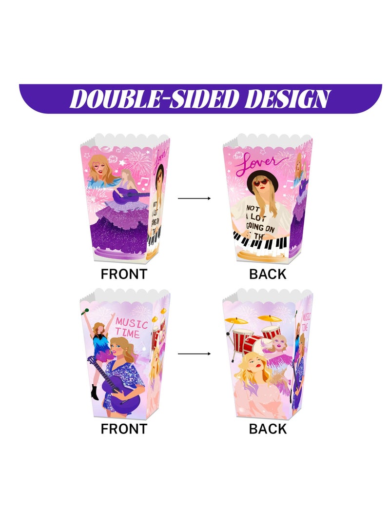 Excefore 24 PCS Singer Theme Party Popcorn Boxes, 4 Types Singer Theme Birthday Party Supplies, Singer Theme Paper Popcorn Box, Gift Bags Kids, Candy Treat Bag for Birthday, Wedding, Bridal Shower - Image 4