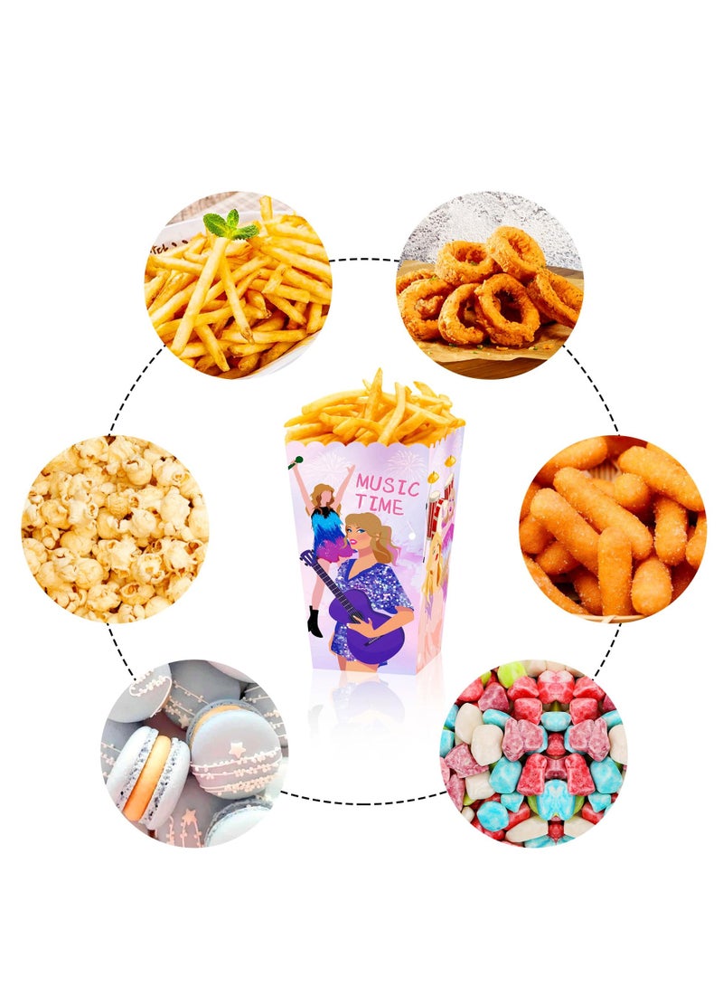 Excefore 24 PCS Singer Theme Party Popcorn Boxes, 4 Types Singer Theme Birthday Party Supplies, Singer Theme Paper Popcorn Box, Gift Bags Kids, Candy Treat Bag for Birthday, Wedding, Bridal Shower - Image 5