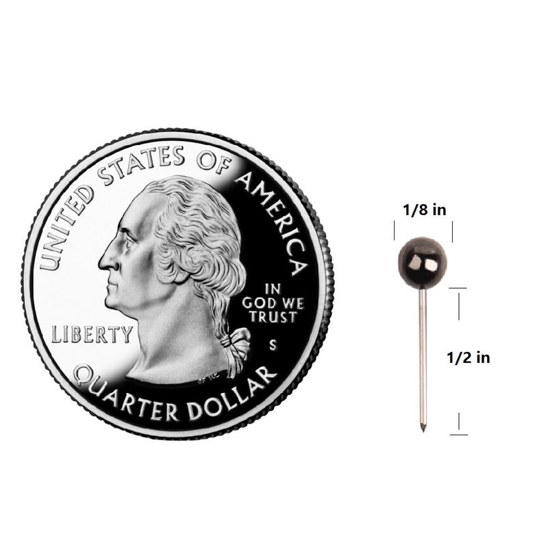 Yalis Push Pins Map Tacks 1/8-Inch Metallic Color Beads Head Marking Pins, 6 Colors, 360-count - Image 2