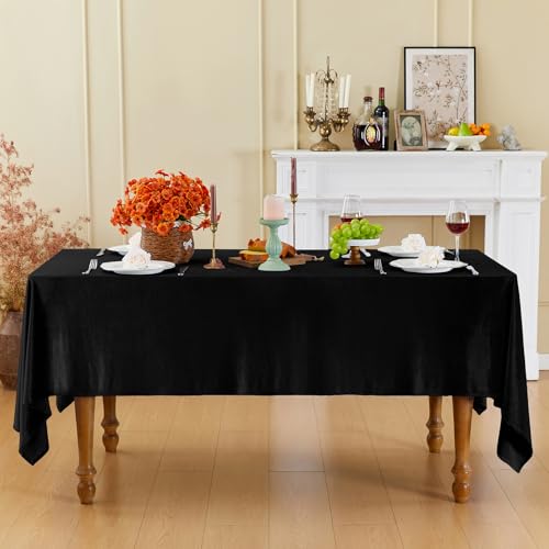 Cobedzy Black Velvet Tablecloth 60 x 102 Inch Rectangle Table Cover Black Velvet Table Cloth Smooth Luxury Tablecloth for Party Wedding Dining Banquet - Image 3