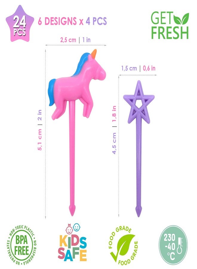 GET FRESH Unicorn Bento Food Picks for Kids 24 pc Set Cute Decorative Plastic Animal Toothpicks for Toddlers Lunch Decoration Reusable Bento Box Set - Image 2