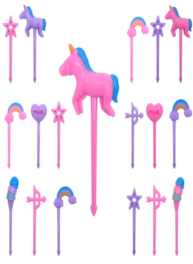 GET FRESH Unicorn Bento Food Picks for Kids 24 pc Set Cute Decorative Plastic Animal Toothpicks for Toddlers Lunch Decoration Reusable Bento Box Set - Image 1