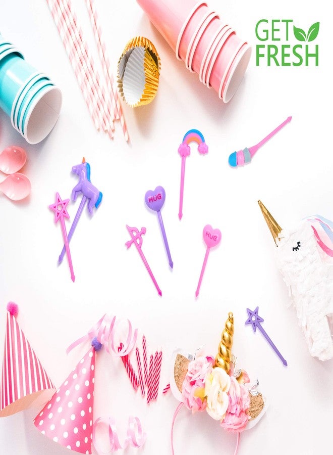 GET FRESH Unicorn Bento Food Picks for Kids 24 pc Set Cute Decorative Plastic Animal Toothpicks for Toddlers Lunch Decoration Reusable Bento Box Set - Image 4