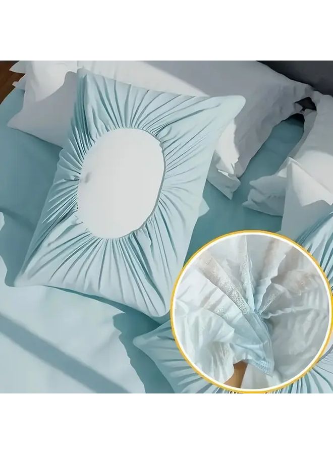 Soft Thickened Drawstring Pillow Covers Powder Blue 19 69x31 5 Inches Travel Salon Home - Image 3