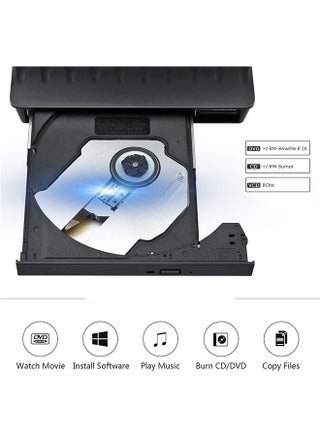 محرك أقراص DVD خارجي USB C، محول USB من النوع C إلى محرك الأقراص الضوئية USB 3.0 Superdrive DVD CD+/-RW ناسخ ناسخ متوافق مع أجهزة MacBook Air iMac Windows والكمبيوتر المحمول - view 2