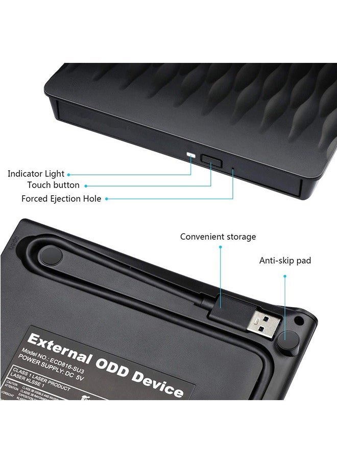 LENND - USB C External CD DVD Drive, USB Type C Adapter to USB 3.0 Superdrive Optical Drive DVD CD+/-RW Burner Writer Compatible with MacBook Air iMac Windows and Laptop - Image 1