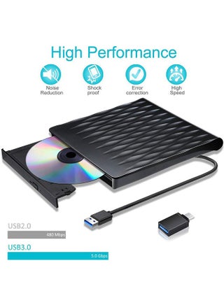 محرك أقراص DVD خارجي USB C، محول USB من النوع C إلى محرك الأقراص الضوئية USB 3.0 Superdrive DVD CD+/-RW ناسخ ناسخ متوافق مع أجهزة MacBook Air iMac Windows والكمبيوتر المحمول - view 4