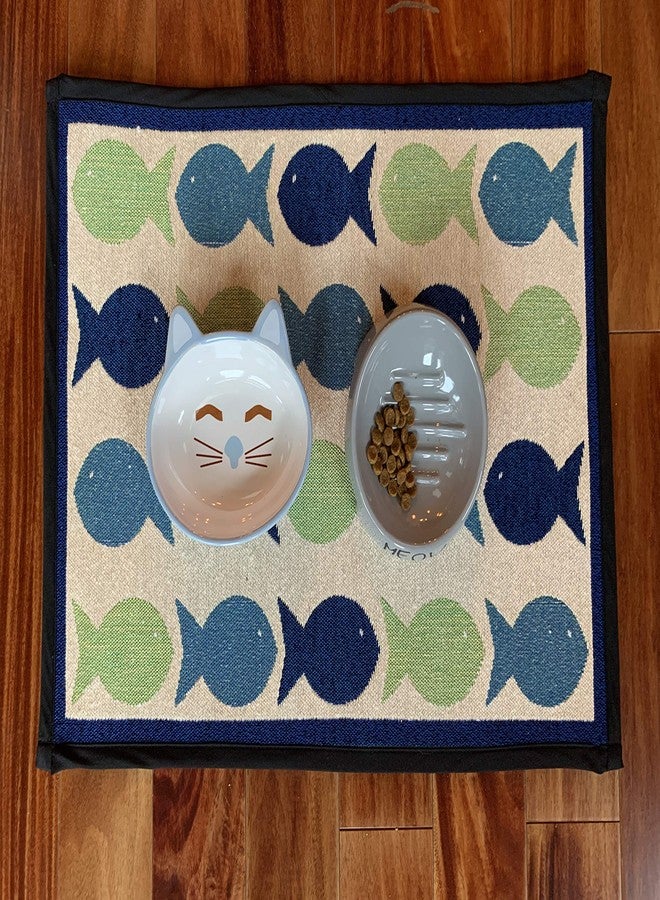 PetRageous 81026 Oval Frisky Kitty Stoneware Cat Bowl 5.5-Inch Wide and 1.5-Inch Tall Saucer with 5.3-Ounce Capacity and Dishwasher-Safe is Great for Small Cats or Large Cats, Blue - Image 4