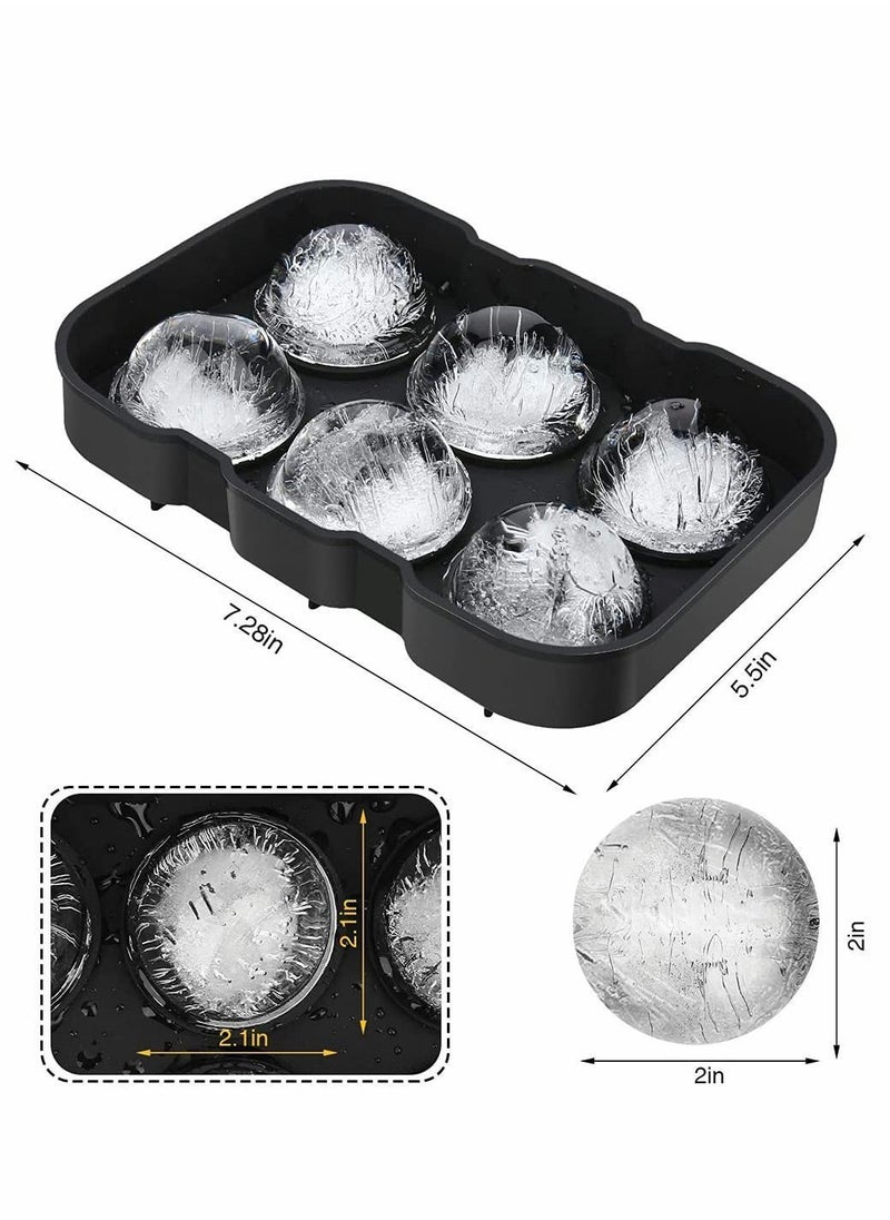 Y&D - Round Ice Hockey Mold, Silicone 8 Cell Mold with Lid and Funnel, Cube Tray, BPA Free, Non Stick Easy To Demold, Maker (Blue, 1 Piece) - Image 1