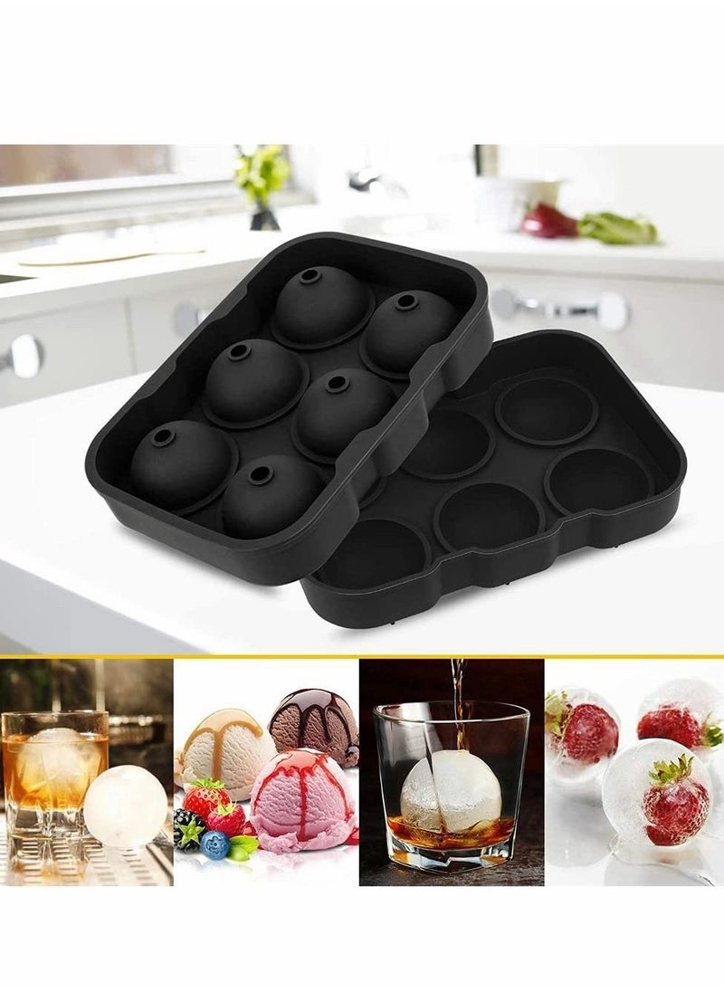 Y&D - Round Ice Hockey Mold, Silicone 8 Cell Mold with Lid and Funnel, Cube Tray, BPA Free, Non Stick Easy To Demold, Maker (Blue, 1 Piece) - Image 1