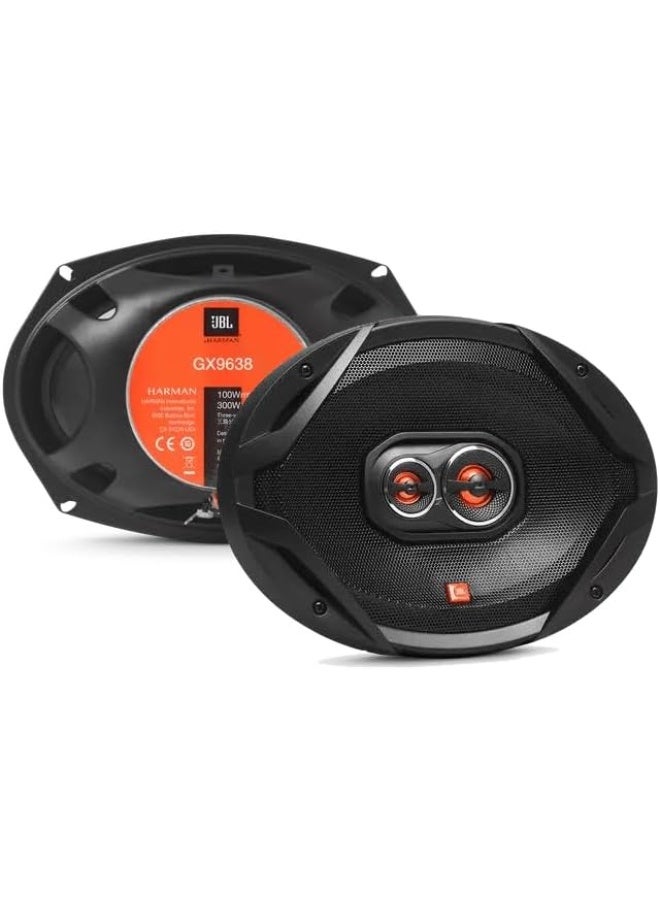 JBL GX9638 Car Speakers, 6x9 3-Way, 300W Peak Power, 2.3 Ohms, Black 1-PAIR - Image 1