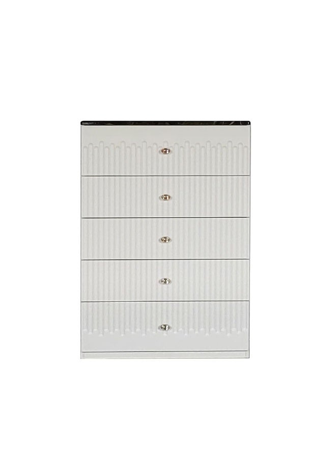 DANUBE HOME Naples 5 Drawers Chest Cabinet Multifunctional Storage Organiser Space Saving Drawer Chest Modern Design Furniture For Bedroom Living Room L79.8Xw45Xh112.5Cm - Beige/Stone  - Image 2