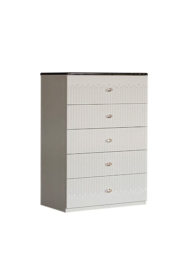 DANUBE HOME Naples 5 Drawers Chest Cabinet Multifunctional Storage Organiser Space Saving Drawer Chest Modern Design Furniture For Bedroom Living Room L79.8Xw45Xh112.5Cm - Beige/Stone  - Image 5