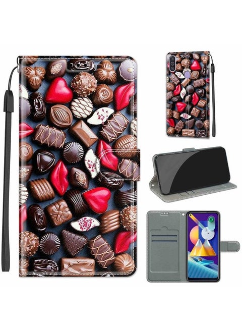 Case Cover For Samsung Galaxy M11 / M11 EU Version Voltage Colored Drawing Magnetic Clasp Horizontal Flip PU Leather Case with Holder & Card Slots C06 Red Lip Chocolate