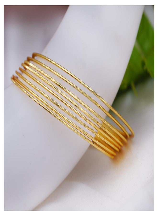 JFL - Jewellery for Less Styles Gold Plated Simple Elegant Bangle Set for Women & Girls. (set of 8) - Image 4