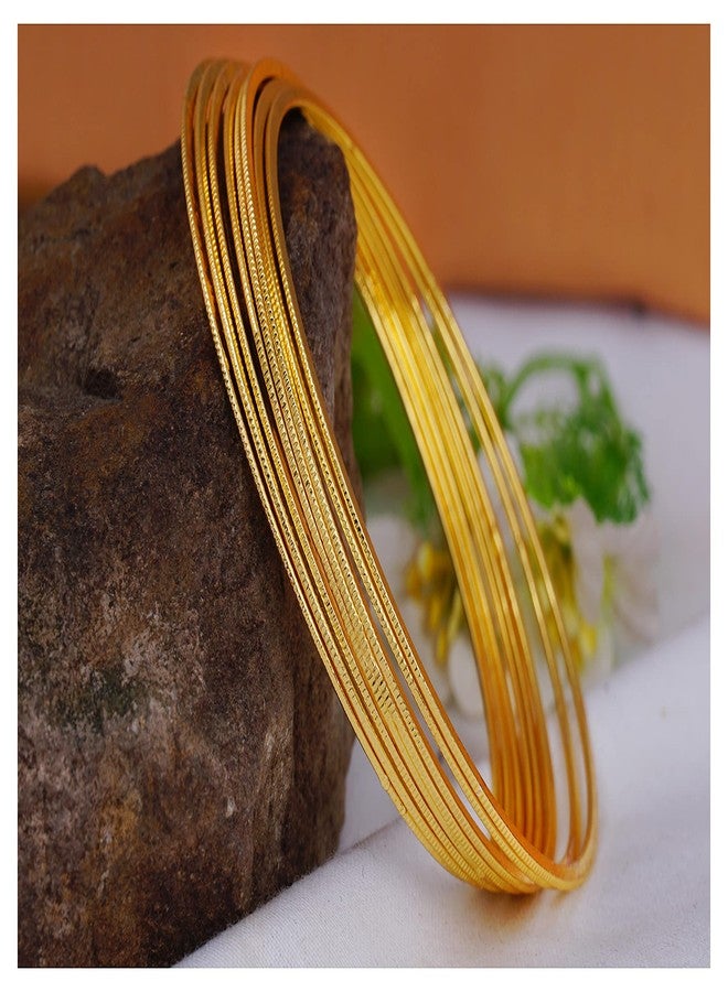 JFL - Jewellery for Less Styles Gold Plated Simple Elegant Bangle Set for Women & Girls. (set of 8) - Image 3