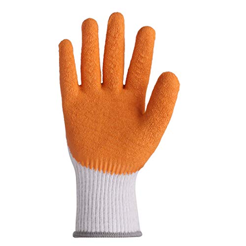 Karam HS11 Safety Gloves for Mechanical Hazards | Safety Work Gloves with White Liner with Orange Crinkle Latex | Abrasion, Tear & Puncture Resistant | Cut Resistant | Size-M - Image 3