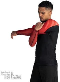 Sanabul  Essential Long Sleeve Compression Shirts For Men | Mma Bjj Athletic Compression Shirt | Men Cross Training Rashguard (Large, Red)  - Image 2