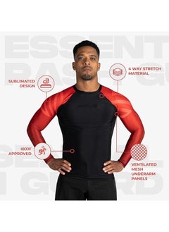 Sanabul  Essential Long Sleeve Compression Shirts For Men | Mma Bjj Athletic Compression Shirt | Men Cross Training Rashguard (Large, Red)  - Image 4