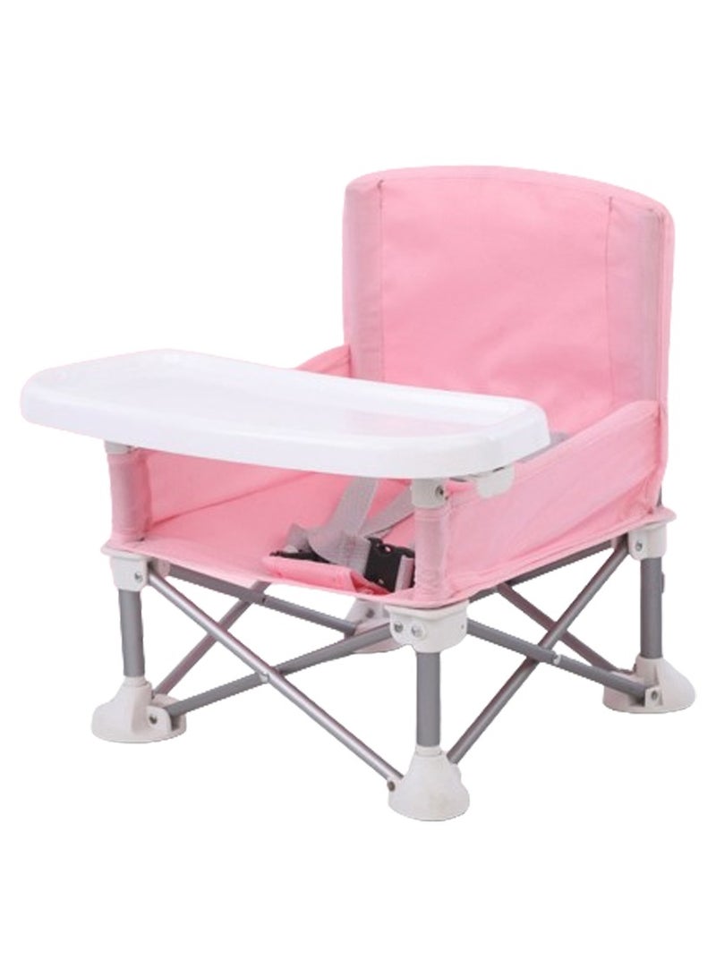 Children's Dining Chair Portable Foldable Multifunctional Children's Dining Stool Baby Seat with Removable Tray Storage Bag Suitable for Boys and Girls 6-36 Months Outdoor Outing Eating Seat (Pink) - Image 1