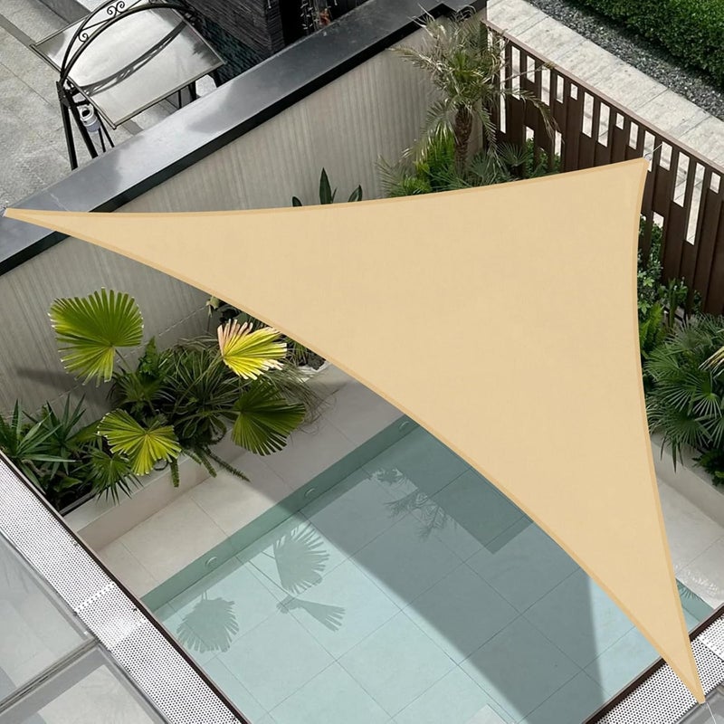 Cool Area شراع تظليل منطقة باردة 3x3x4.25 متر مثلث قائم مقاوم للماء، مناسب للحدائق والتراسات والأماكن الخارجية الأخرى، لون رملي - Image 1