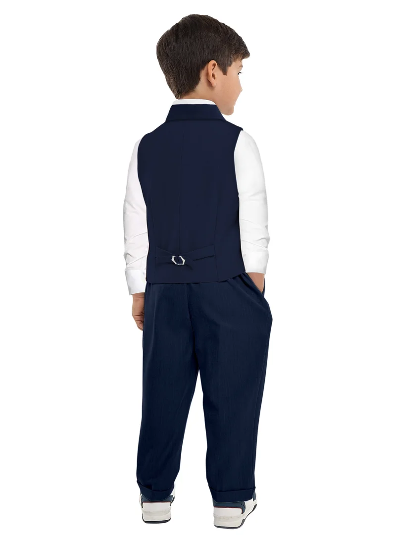 victor and jane Navy Waistcoat And Pant Set With Shirt And Bow Tie