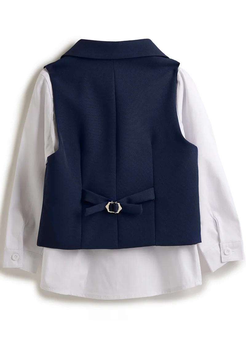 victor and jane Navy Waistcoat And Pant Set With Shirt And Bow Tie