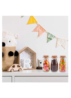 Y&D 24pcs 3.4oz Glass Favor Jars, 100ml Small Bottles with Cork Lids, Mini Milk Potion Bottles, Party Cute Jars Wedding Favors Label Tags and 30m Burlap Ribbon  - Image 4