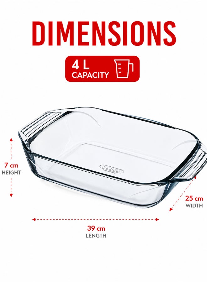 بيريكس Pyrex Irresistible Rectangular Glass Roaster 4L Borosilicate Bakeware, Oven, Microwave & Freezer Safe, Ideal for Lasagna, Casseroles, Roasting & Baking, BPA Free - Image 2