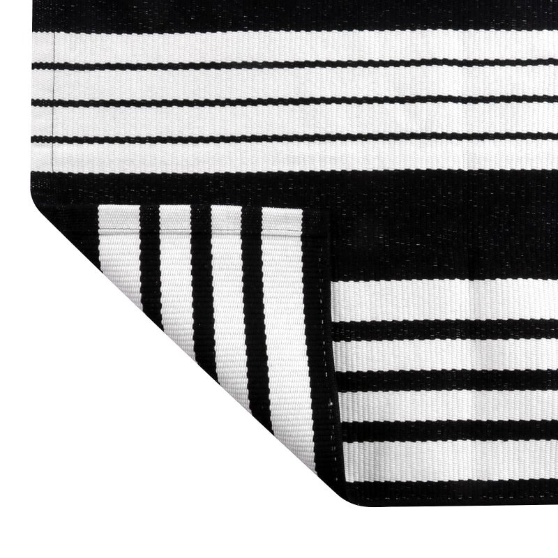 OJIA Black and White Outdoor Rug 4'x6' Cotton Woven Patio Rug Machine Washable Front Door Mat Outdoor Area Rugs Floor Mat for Farmhouse/Front Porch/Balcony/Entryway/Deck/Home Entrance Decor - Image 5