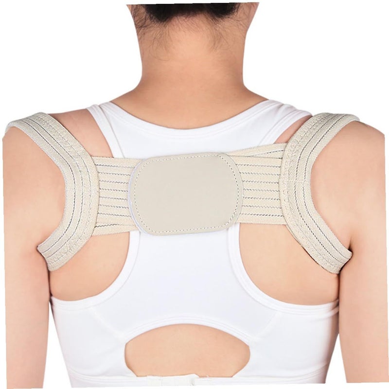 Adjustable Back Brace Posture Corrector for Women Men Breathable Beige - Image 5