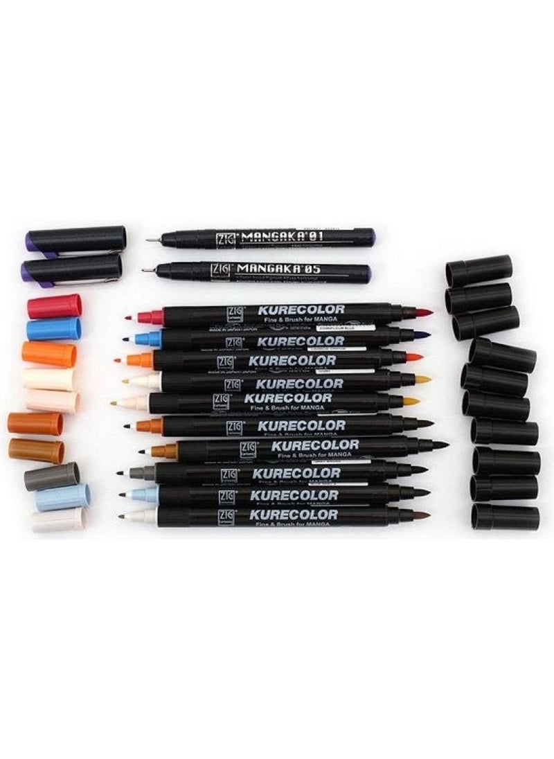 Zig - Kurecolor Mangaka Fine&brush Double-Sided Pen CNKC-2200 No 833 Blue Gray 2 - Image 1