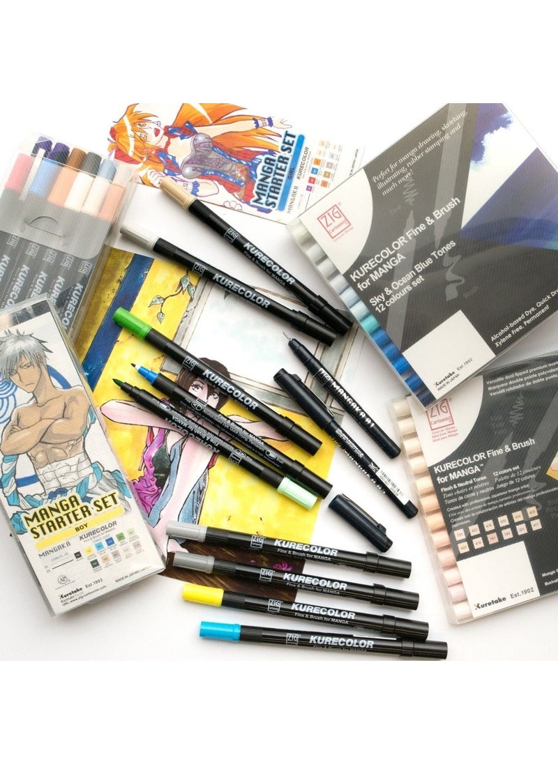 Zig - Kurecolor Mangaka Fine&brush Double-Sided Pen CNKC-2200 No 833 Blue Gray 2 - Image 1