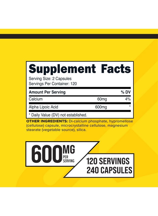 Primaforce Alpha Lipoic Acid 600mg Per Serving, 240 Capsules, 120 Servings - Image 2