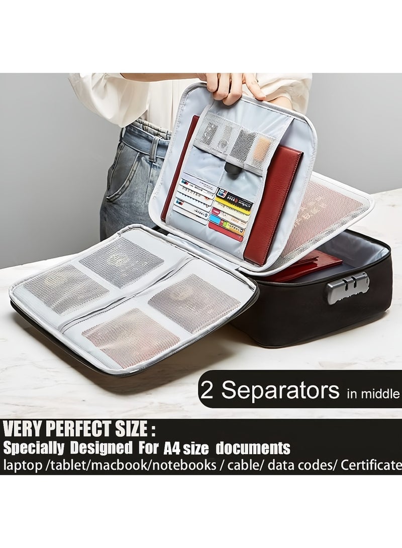 CHU DAI Document Organizer with Safe Code Lock,Storage Pouch Credential Bag Diploma Storage Important Document and File Pocket, Laptop, Notebooks,Bank Cards Valuables Travel Bag with Separators (Black)  - Image 5