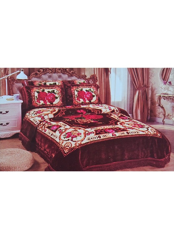 5 Pieces Heavy Winter Blanket Set 220X240 with Mattress Cover 260X230cm, 2 Pillowcases 55X75cm and Full Set Cover 43X140cm, Super Soft Double Layer Blanket Made of High Quality Material Excellent Korean Craftsmanship (Full Set Weight 11.5kg)