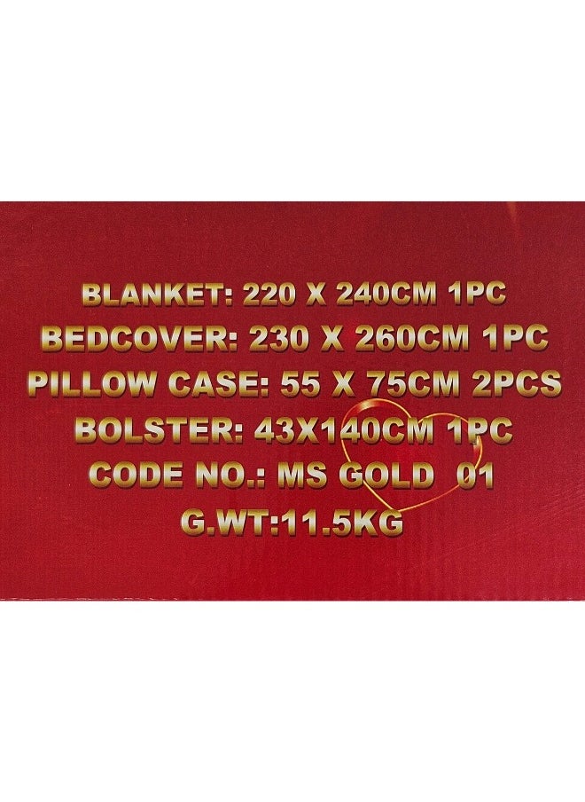 5 Pieces Heavy Winter Blanket Set 220X240 with Mattress Cover 260X230cm, 2 Pillowcases 55X75cm and Full Set Cover 43X140cm, Super Soft Double Layer Blanket Made of High Quality Material Excellent Korean Craftsmanship (Full Set Weight 11.5kg)