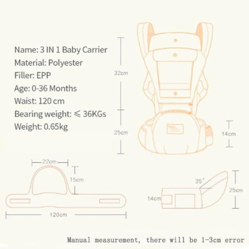 OBABY Carrier Hip Seat Adjustable/Comfortable/Lightweight/Soft/Lumbar Support Stylish Cotton with 5 Carry Positions, Travel and Daily use, New-Born to Toddler Carrier (0 to 36 Months) - Image 3