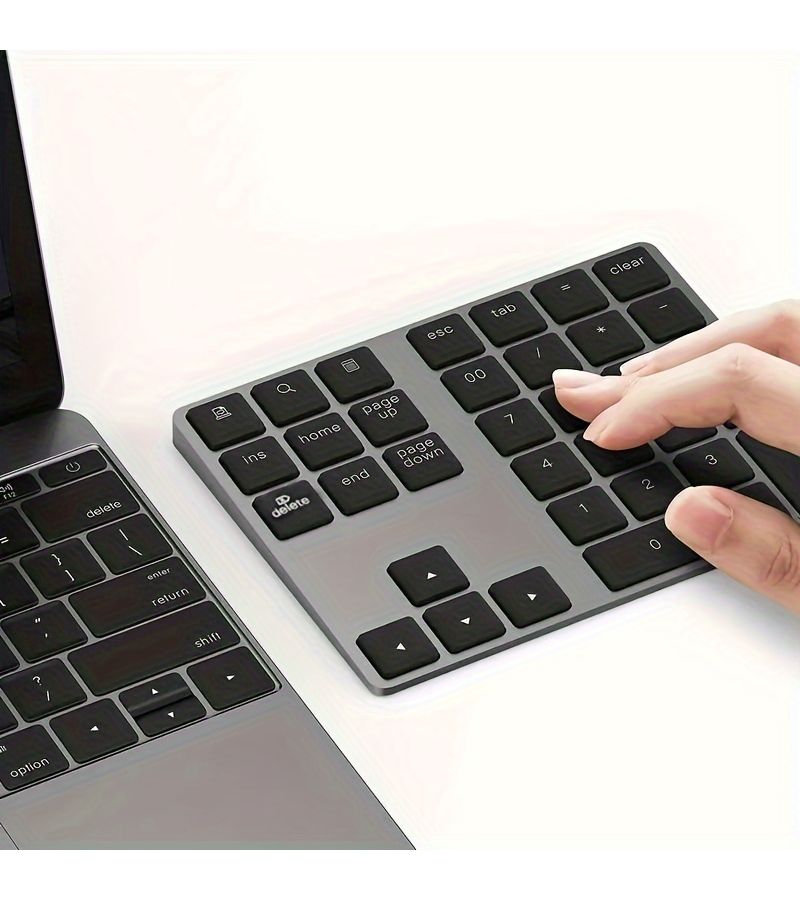 Gray Black 34 Key Bluetooth Numeric Keypad USB C Wireless for MAC OS - Image 1