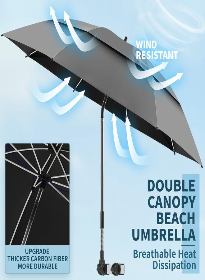 NBtoUS 2pcs 360° UPF50+ Umbrella for Beach Chair(Grey) - Image 2